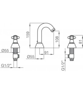 Batterie trois trous pour lavabo 1866 