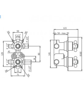 Thermostatique à encastrer avec coupure d'eau 1 à 3 voies CLASSIQUE