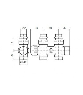 Vanne thermostatique droite entraxe 50 Terma