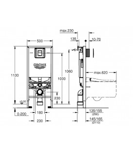 Grohe pack WC Rapid SLX autoportant avec cuvette rimless Bau Ceramic