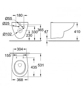 Grohe pack WC Rapid SLX autoportant avec cuvette rimless Bau Ceramic