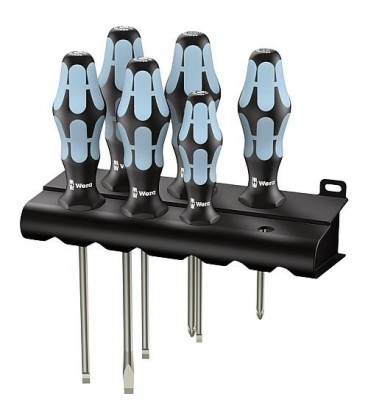 Wera' Jeu de tournevis acier inox + Rack 6 pcs fente + philips