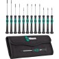 Kit tournevis WERA micro Electronicien Kraftform 12 pcs plat,cruciforme,clé Allen