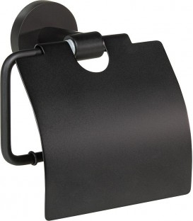 WC-Porte rouleau Eldrid nero laiton, noir, avec couvercle fixation incluse