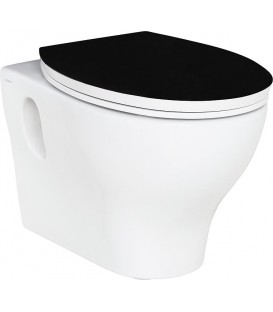 Abattant WC Preto universel charniere en inox, couleur: noir/blanc, Duroplast