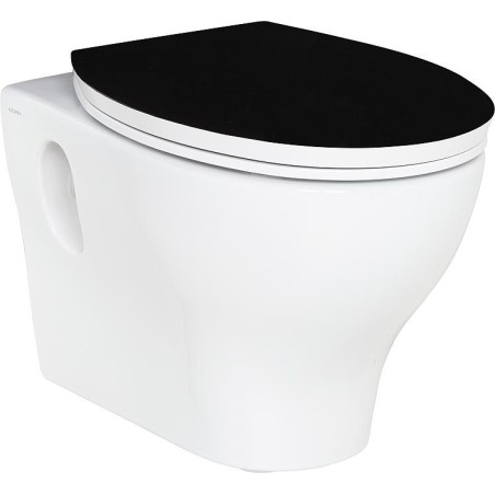 Abattant WC Preto universel charniere en inox, couleur: noir/blanc, Duroplast