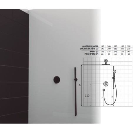Set de douche mitigeur 1 voies gamme AXIS finiton noir