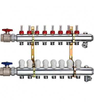 Collecteur plancher chauffant 11 4 x 18 circuits de chauffe en laiton