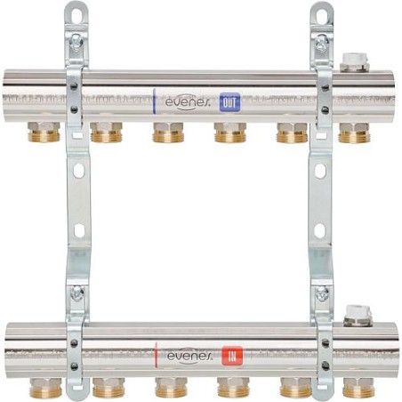 Repartiteur de chauffage EVENES type M1 8  DN25 1  laiton 8 circuits de chauffage