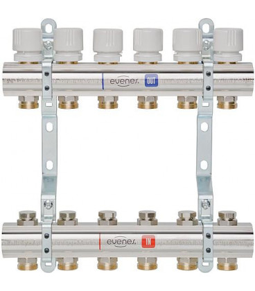 Repartiteur de chauffage EVENES type M5 10  DN25 1 10 circuits avec vanne de reg