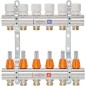 Repartiteur de chauffage EVENES Type M6.12, DN25(1") laiton 12 circuits, avec debitmetre