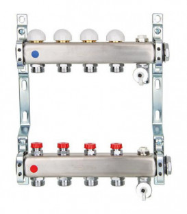 Collecteur de chauffage inox vanne intégrée DN25 1" avec 10 circuits chauffe