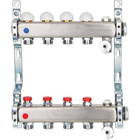 Collecteur de chauffage inox vanne intégrée DN25 1" avec 10 circuits chauffe
