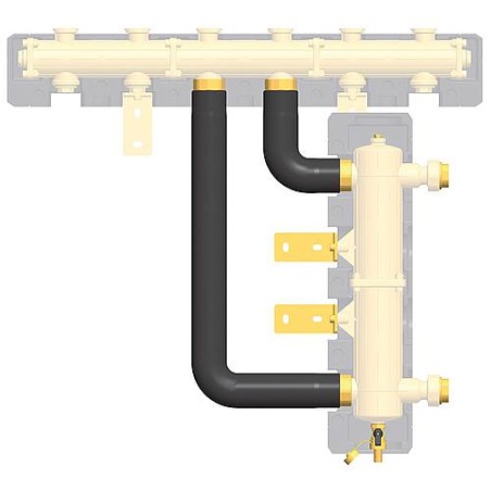 Groupe de tuyauterie DN25 pour raccorder un découpleur hydraulique MW25, sortie droite ou gauche