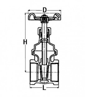 Vanne a passage direct jaune-rouhge en bronze 1 1/4" sans vidage PN 20 avec volant