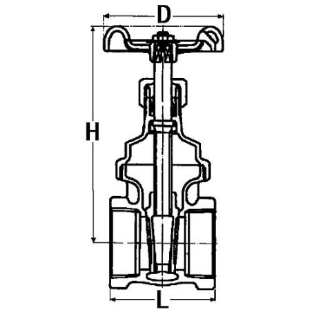 Vanne a passage direct jaune-rouhge en bronze 1 1/4" sans vidage PN 20 avec volant