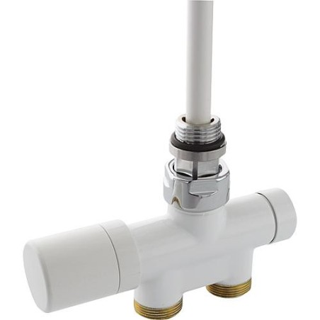 Robinet thermostatique 1 point DN15 (1/2") xDN 20(3/4") bi-tube passage droit, blanc