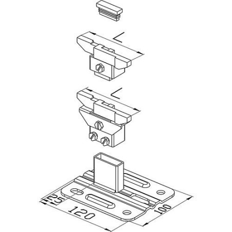 Standfix pour montage intérieur comprenant pied+console+supp+bouchon dimensions : 55-75 mm - blanc