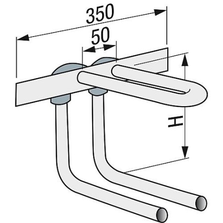 Liaison murale avec raccord radiateur tube acier C 15x1,2 mm en forme L sans isolation