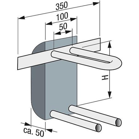 Raccord de radiateur avec tuyau coude, inox 15x1,0, h: 320mm box d'isolation inclus