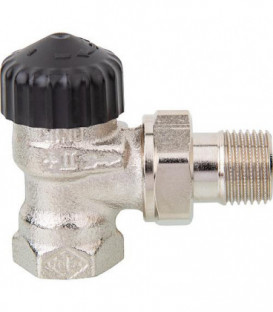 Corps de thermostat Heimeier laiton rouge nickele R 1/2" forme equerre