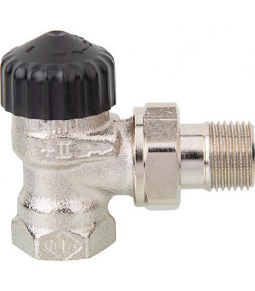 Corps de thermostat Heimeier laiton rouge nickele R 1/2" forme equerre