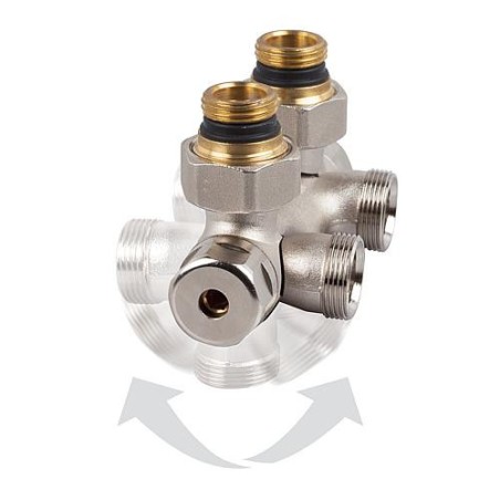 Thermostat-bloc de soupape Flex DN15(1/2")xDN20(3/4"), Eurocone pour service mono/double tube