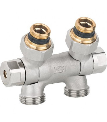 Bloc robinet d'arret Flex DN15(1/2") x DN20(3/4") eurocone pour service mono/double tubes