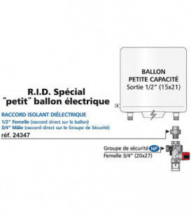 Raccord isolant dielectrique Diam.acier 3/4" 20x27 type RID Diam. laiton M 3/4" 20x27