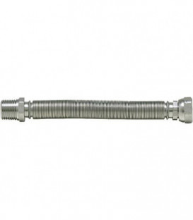 flexible ondule en acier 1/2" extensible de 75 mm a 130 mm 1/2" fil male x 1/2" ecrou chapeau"