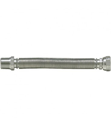 flexible ondule en acier 1/2" extensible de 75 mm a 130 mm 1/2" fil male x 1/2" ecrou chapeau"