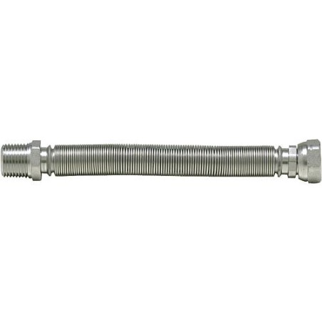 flexible ondule en acier 1/2" extensible de 75 mm a 130 mm 1/2" fil male x 1/2" ecrou chapeau"