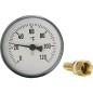 Thermometre a aiguilles bimetal 0-120°C diam 100 mm, avec doigt de gant 100 mm