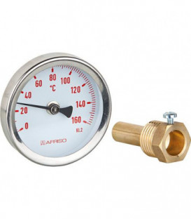 Thermometre a aiguilles bimetal solaire BiTh 63 0/160°C 45 mm 1/2" AX Kl. 2 rouge