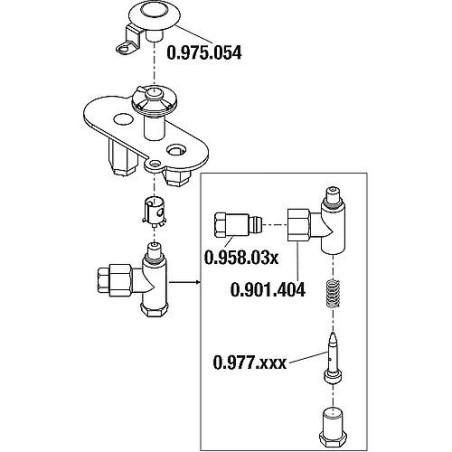 Tete de bruleur 1 flamme convient pour serie 100/190 Ref. 0.975.015