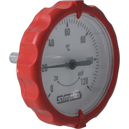 Poignee de thermometre ronde thermometre integre diam. 63 mm --rouge--