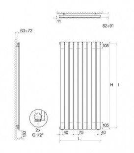 Fixation pour radiateur Type Manto Doppio, blanc