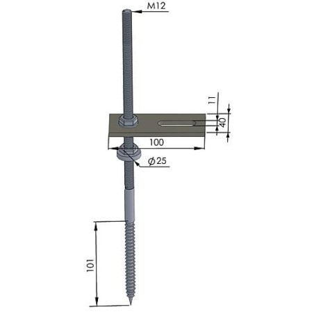 Goujon filete M12 x 300mm *BG* inox V2A