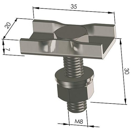 Ecrou pour rail M8x30 inox V2A 1 pièce *BG*