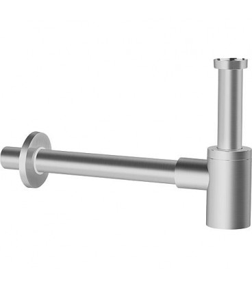 Siphon bouteille Design inox satiné, DN32 (1 1/4") x 32 version courte