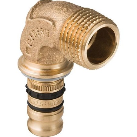 Raccordement Mepla coudé 90° avec filetage male Rg d16-R 1/2 contour G