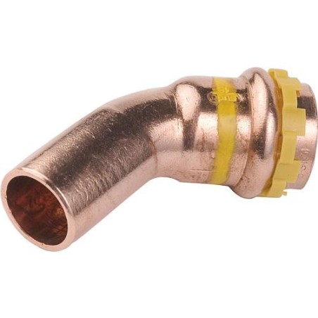 Raccord à sertir en cuivre gaz coude 45° fem/male, diam. 42 mm PG 5040 Gaz, contour V