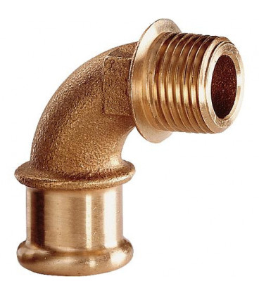 Raccord a sertir en bronze Coude 90° fem/mâle 18x1/2" male Type 6092g WG907 contour M