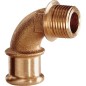 Raccord a sertir en bronze Coude 90° fem/mâle 15x1/2" filet mâle, Type 6092g WG907, contour M