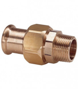 Raccord a sertir en bronze contour M Raccord a vis fem/mal 15x1/2"mal Type 6331g, joint plat WG907