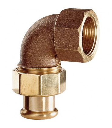 Raccord a sertir en bronze Raccord a vis coude fem/fem 18x1/2" Type 6096g contour m