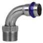 Raccord a sertir inox contour V, coude de transition 90° male 15 mm x DN15 (1/2")