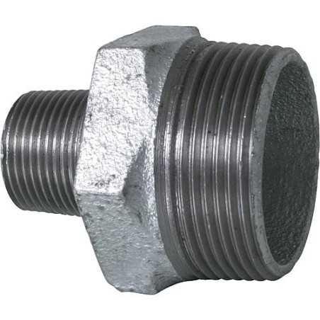 Raccord en fonte malleable galva Nr.245 double nipple de reduction diam. 1 1/2" x 1 1/4"