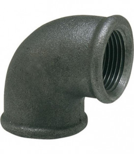 Raccord en fonte malleable, noir coude 90°, 1/2" (fem/fem) Type 90