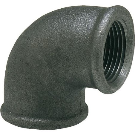 Raccord en fonte malleable, noir coude 90°, 1/2" (fem/fem) Type 90